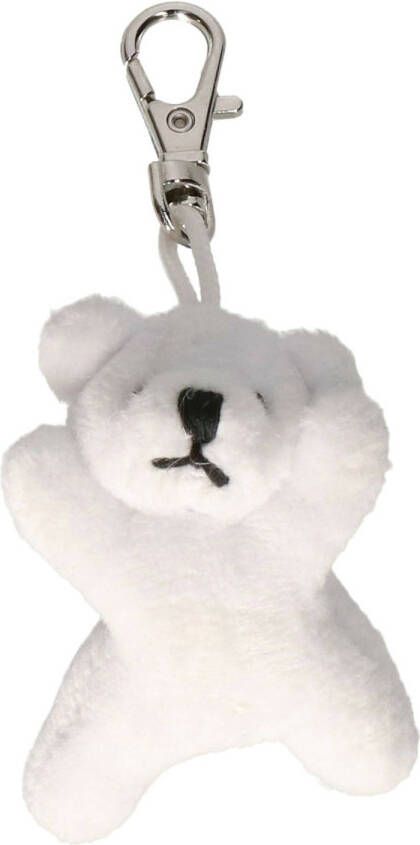 Nature Planet pluche IJsbeer knuffel sleutelhanger wit 6 cm Knuffel sleutelhangers