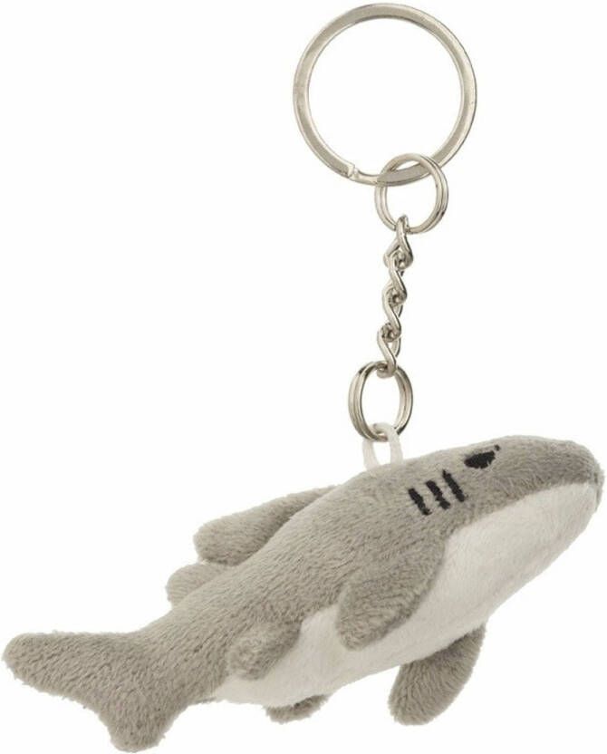 Nature Planet Pluche witte Haaien knuffel sleutelhanger 6 cm Knuffel sleutelhangers