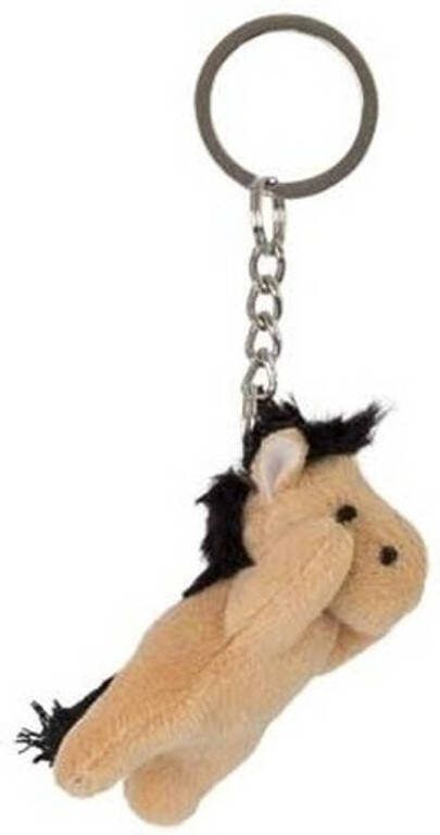 Nature Planet Pluche sleutelhanger paarden knuffel lichtbruin 6 cm Knuffel sleutelhangers