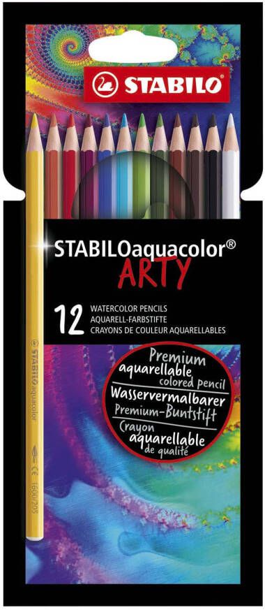 Stabilo aquacolor premium aquarel kleurpotlood ARTY etui met 12 kleuren