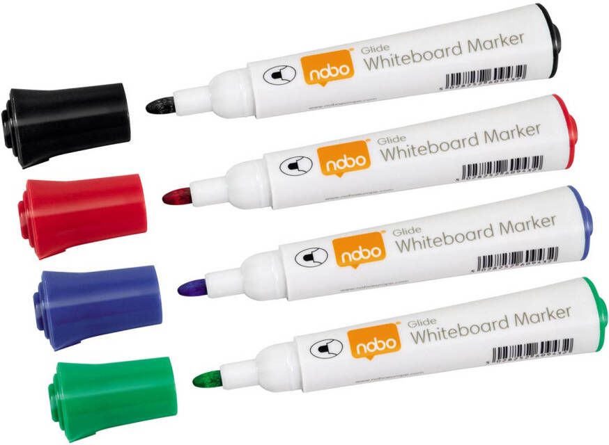 Nobo Glide whiteboardmarker ronde punt pak van 10 stuks geassorteerde kleuren