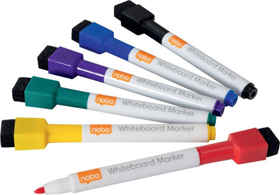 Nobo Mini whiteboardmarker pak van 6 stuks geassorteerde kleuren 6 stuks