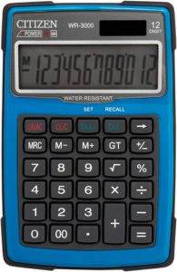 OfficeTown Calculator Citizen Wr-3000-bl Outdoor Desktop Businessline Blue Water- En Stof Restistant