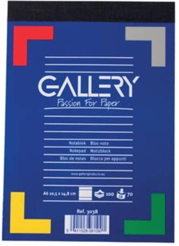 Gallery notitieblok ft A6 gelijnd blok van 100 vel