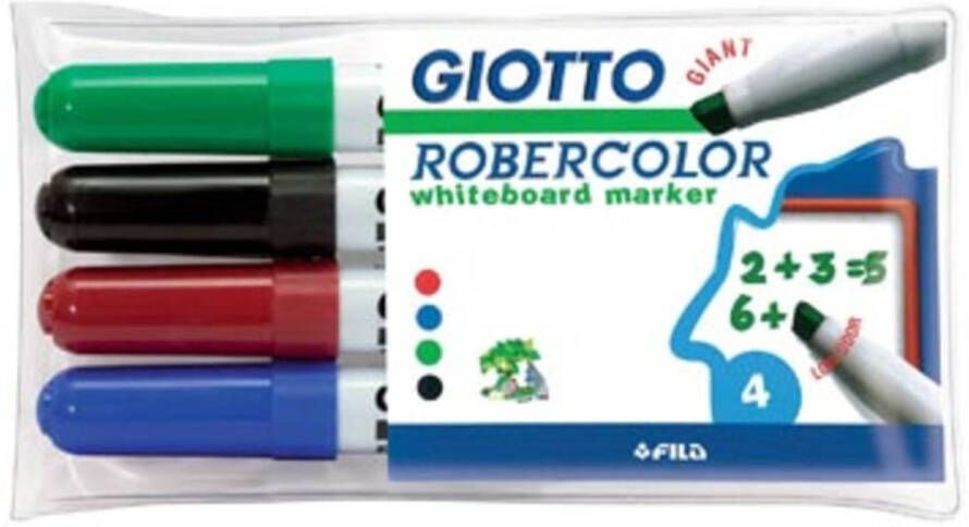 OfficeTown Giotto Robercolor whiteboardmarker maxi schuine punt etui met 4 stuks in geassorteerde kleuren