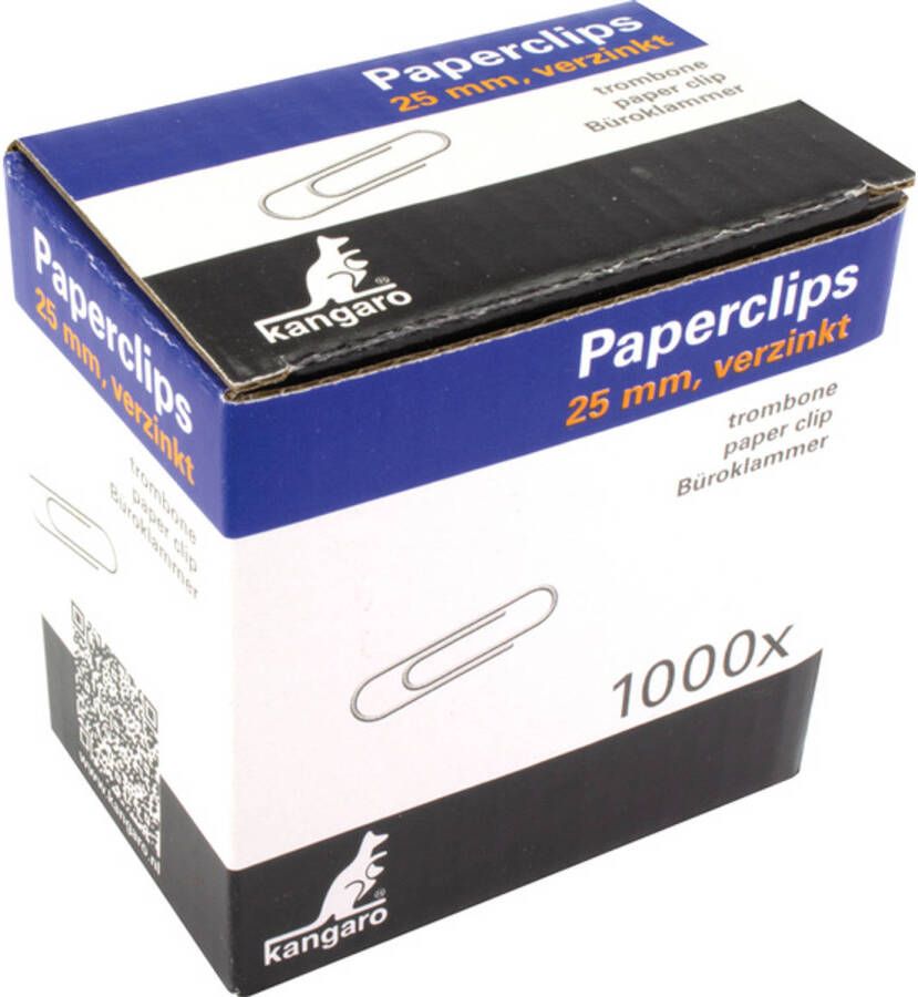 OfficeTown Paperclips Kangaro 25 mm rond doosje 1000 stuks verzinkt