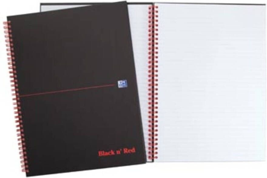 Oxford BLACK N&apos; RED spiraalblok karton 140 bladzijden ft A4 gelijnd