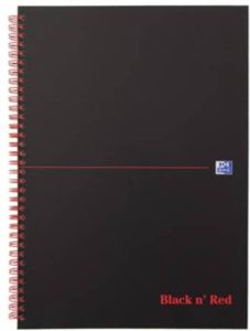 Oxford BLACK N&apos; RED spiraalblok karton 140 bladzijden ft A4 geruit 5 mm