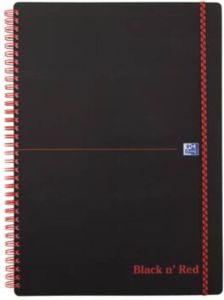 Oxford BLACK N&apos; RED spiraalblok kunststof 140 bladzijden ft A4 geruit 5 mm
