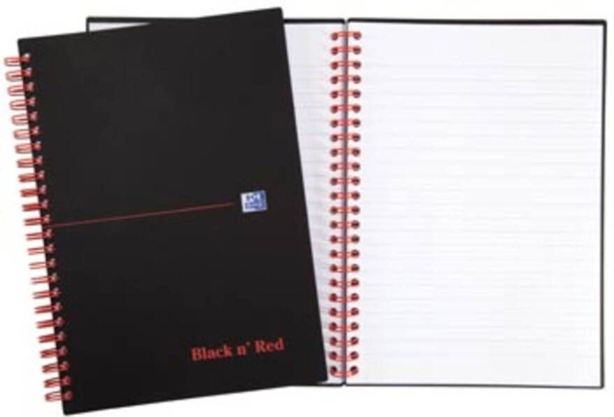 Oxford BLACK N&apos; RED spiraalblok kunststof 140 bladzijden ft A5 gelijnd