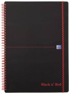Oxford BLACK N&apos; RED spiraalblok kunststof 140 bladzijden ft A5 geruit 5 mm