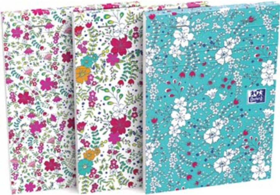 Oxford Floral softcover notitieblok ft A6 80 vel gelijnd 3 geassorteerde designs