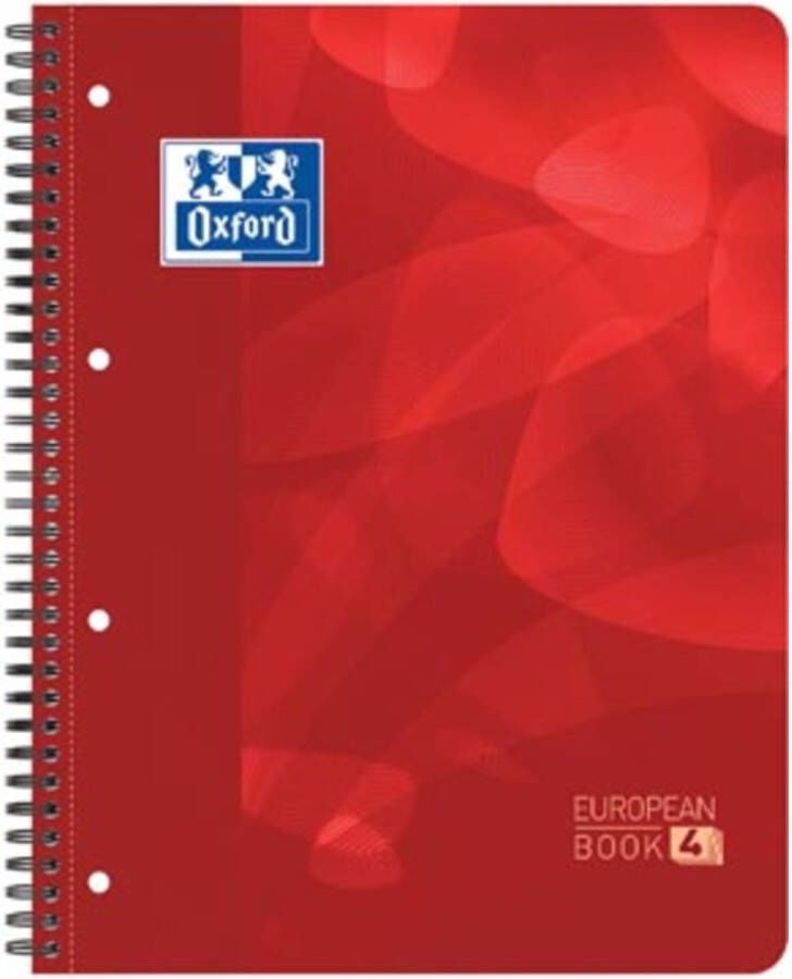 Oxford projectbook ft A4+ geruit 5 mm 4 gaatsperforatie 120 vel rood
