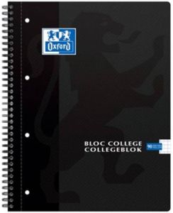 Oxford SCHOOL collegeblok geassorteerde kleuren ft A4+ 90 vel geruit 5 mm
