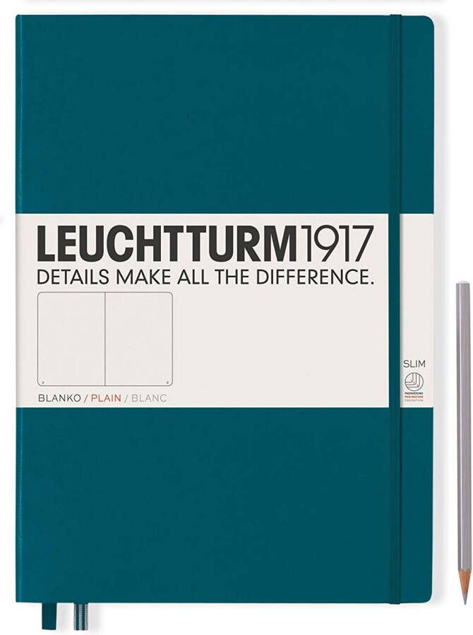 Paagman Leuchtturm1917 notitiboek Master Slim A4 blanco hardcover groen