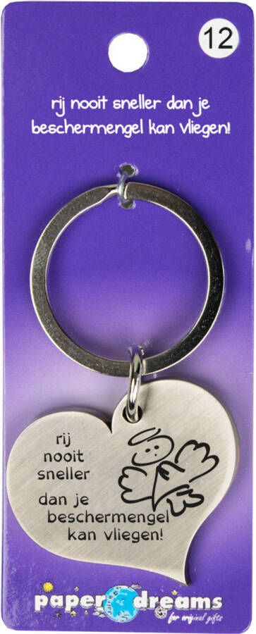 Paper Dreams sleutelhanger Beschermengel 10 x 4 cm ijzer zilver