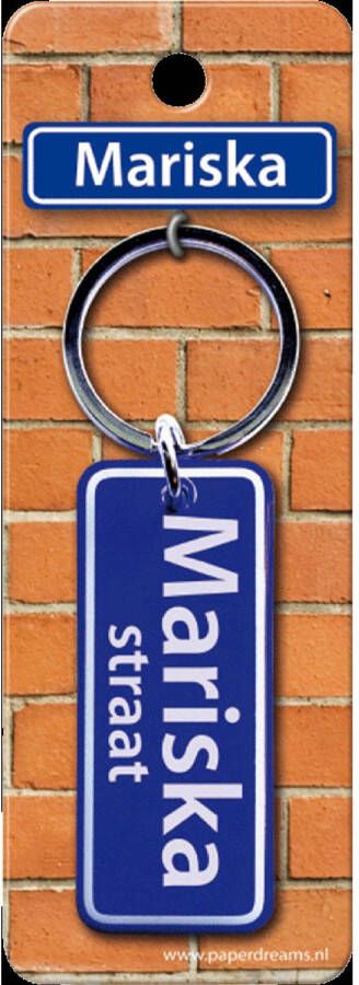 Paper Dreams sleutelhanger straatnaam Marjolijn 9 cm staal blauw