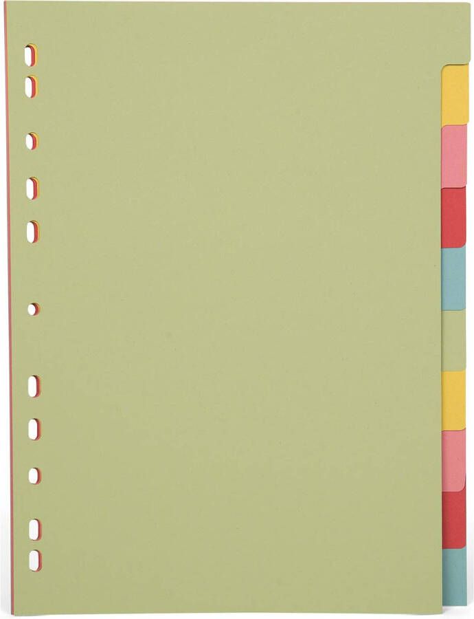Pergamy tabbladen ft A4 11-gaatsperforatie karton geassorteerde pastelkleuren 10 tabs 25 stuks