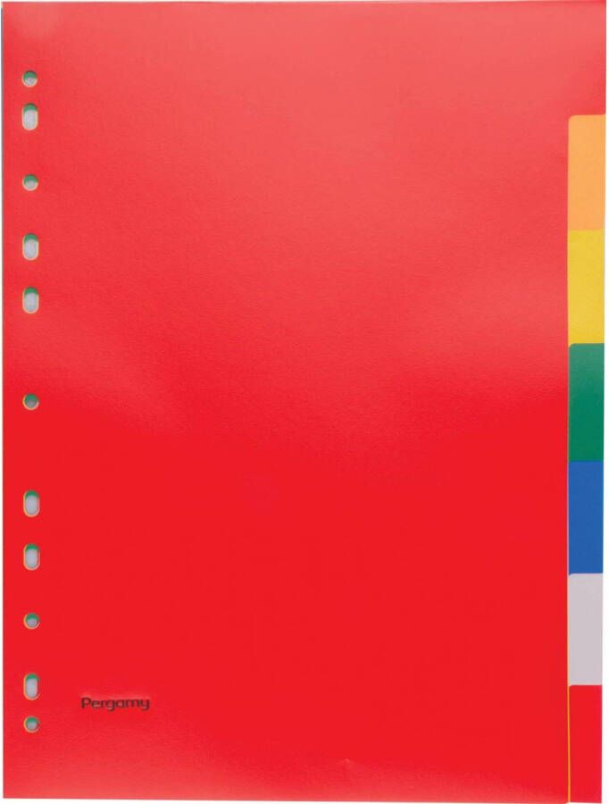 Pergamy tabbladen ft A4 11-gaatsperforatie PP 7 tabs in geassorteerde kleuren 75 stuks