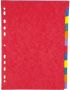 Pergamy tabbladen ft A4 11-gaatsperforatie stevig karton geassorteerde kleuren 12 tabs 25 stuks - Thumbnail 1