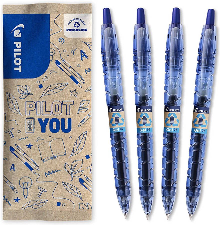 Pilot B2P Ecoball Balpen flow pack Fijn Blauw 4 stuks