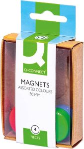 Q-CONNECT Magneten 25 Mm Geassorteerde Kleuren Doos Van 4 Stuks 10 Stuks