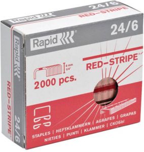 Rapid Nietjes 24 6 Red Stripe verkoperd doos van 2000 nietjes
