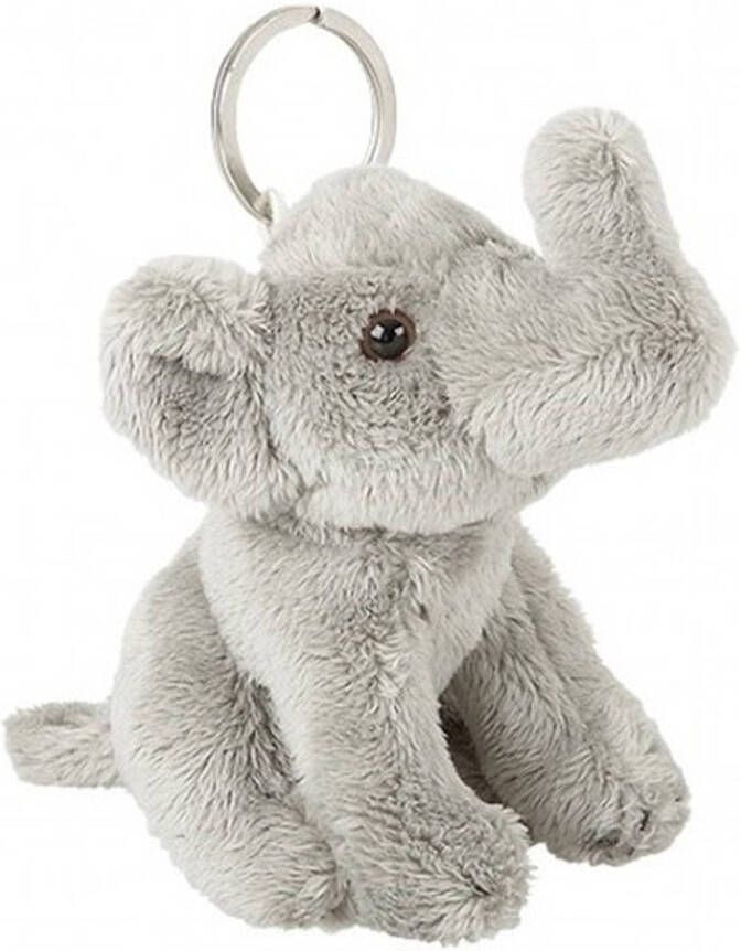 Ravensden Pluche olifanten knuffel sleutelhanger grijs 10 cm Knuffel sleutelhangers