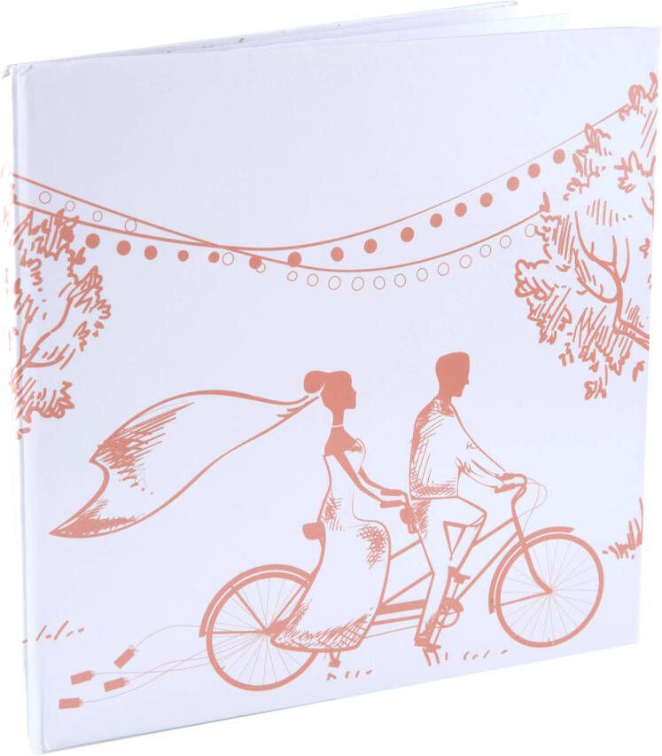 Santex gastenboek receptieboekA?a??A?A Bruidspaar Bruiloft wit roze 24 x 24 cm just married Gastenboeken