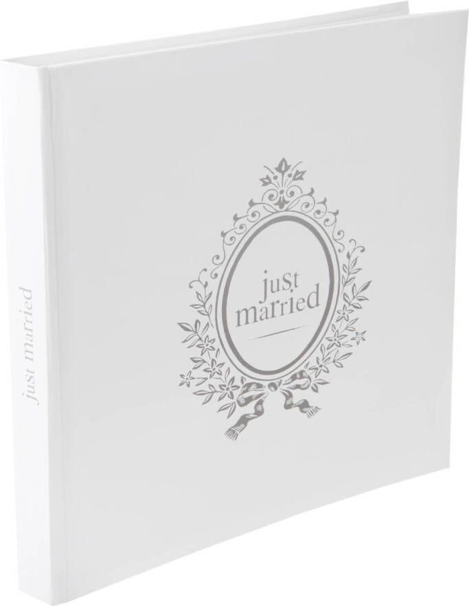 Santex gastenboek receptieboekA Just Married zilver wit Bruiloft 24 x 24 cm Gastenboeken