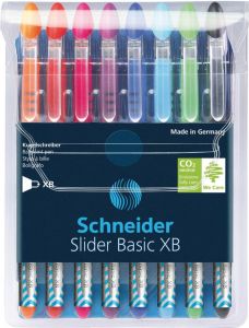 Schneider Balpen Slider Basic XB etui van 8 stuks in geassorteerde kleuren