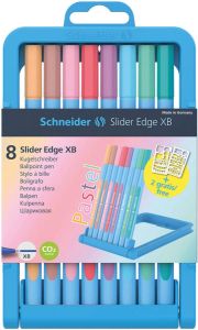 Schneider Balpen Slider Edge XB opstelbare box met 8 stuks in geassorteerde pastelkleuren
