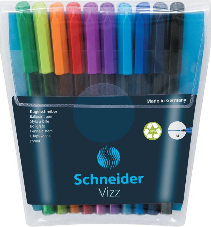 Schneider Balpen Vizz medium punt etui van 10 stuks in geassorteerde kleuren