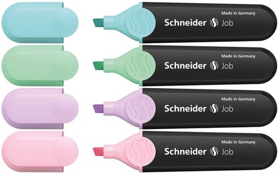 Schneider markeerstift Job 150 etui van 4 stuks in geassorteerde pastelkleuren