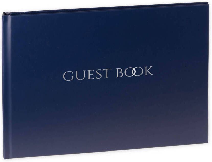 SecaDesign Gastenboek GUEST BOOK A4 formaat donker blauw zilver receptieboek huwelijk