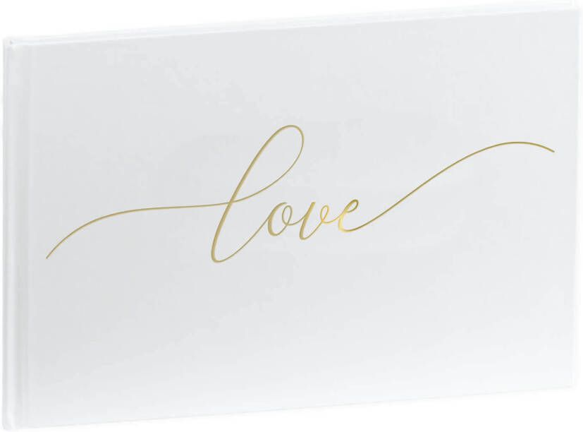 SecaDesign Gastenboek LOVE A4 formaat wit goud receptieboek bruiloft