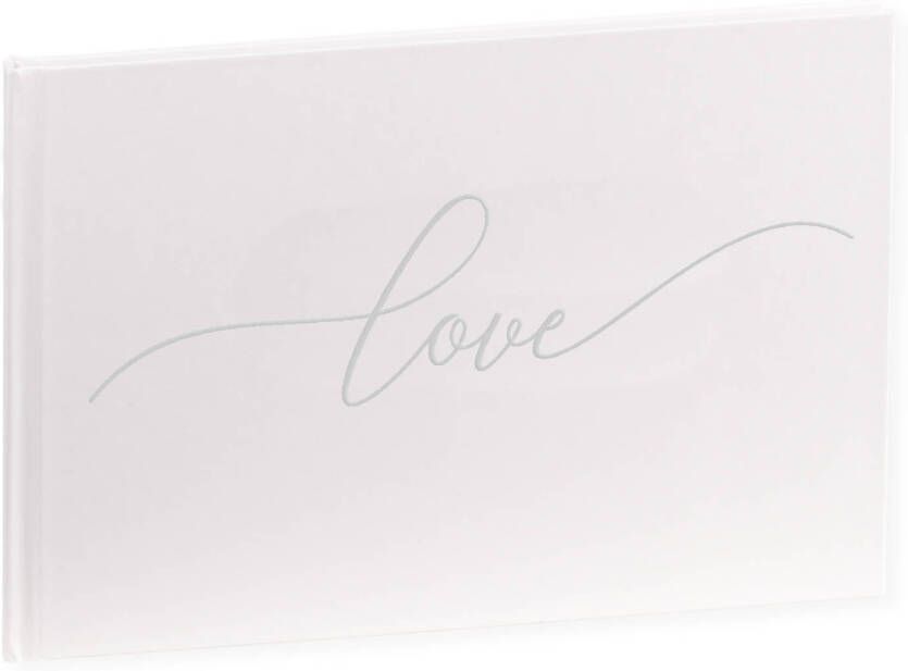 SecaDesign Gastenboek LOVE A4 formaat wit zilver receptieboek huwelijk