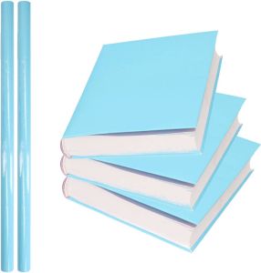 Shoppartners 2x Rollen Kadopapier Schoolboeken Kaftpapier Pastel Blauw 200 X 70 Cm Kaftpapier