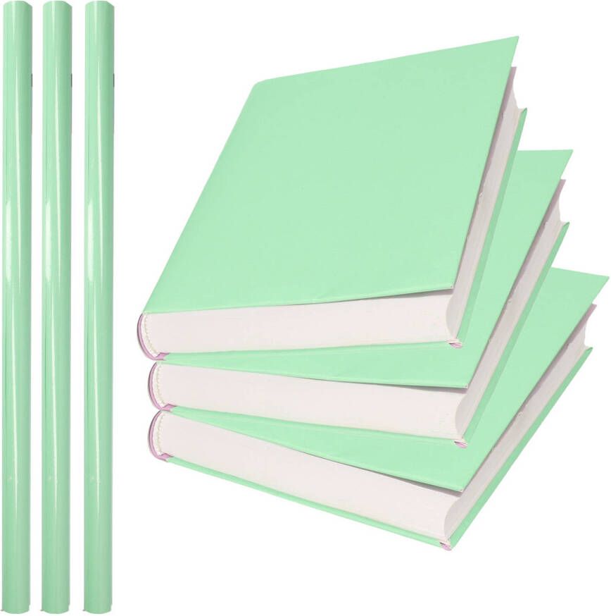 Merkloos 3x Rollen kadopapier schoolboeken kaftpapier pastel groen 200 x 70 cm Kaftpapier