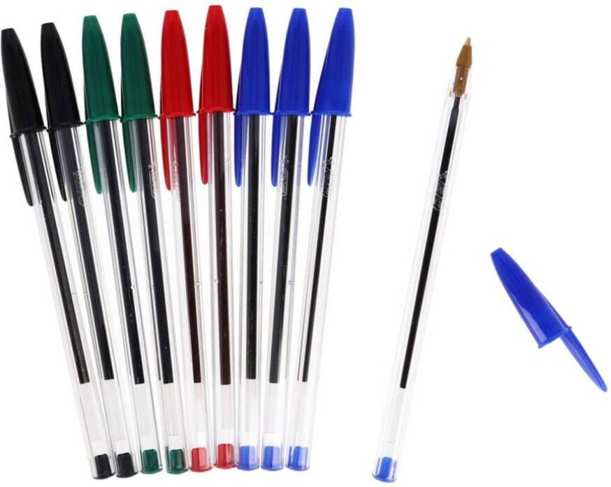 Shoppartners Bic balpennen set 10x stuks in 4 kleuren Pennen
