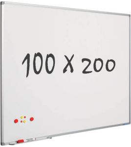 Smit Visual Whitebord 100x200 cm Softline profiel 8mm gelakt staal wit