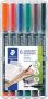 Staedtler Lumocoler 317 OHP-marker permanent 1 0 mm etui van 6 stuks in geassorteerde klassieke kleur - Thumbnail 1