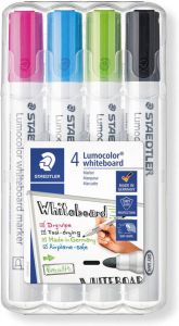 Staedtler Lumocolor whiteboardmarker etui van 4 stuks in geassorteerde kleuren