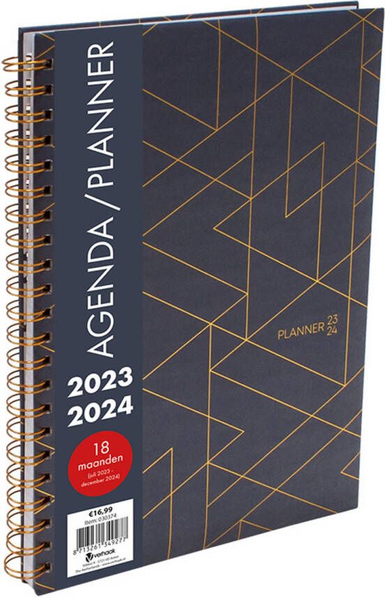 Verhaak Agenda Planner Spiraal Paars A4 18 maanden 2023-2024 30x21 cm