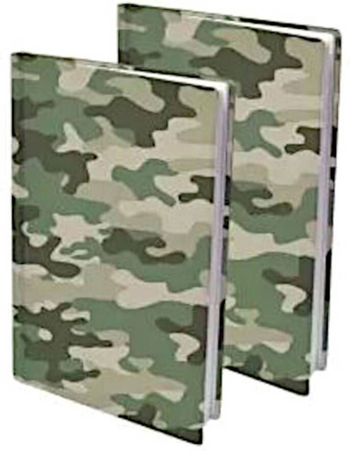 Verhaak rekbare boekenkaft A4 textiel camouflage 2 stuks