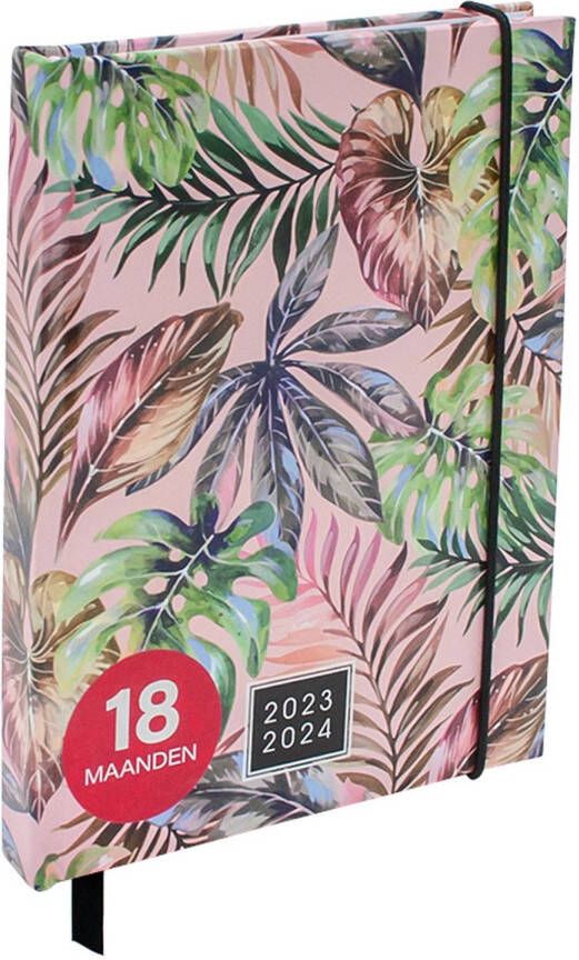 Verhaak Schoolagenda 18 Maanden A5 Tropic Multicolor Roze Luxe Gewatteerde Cover