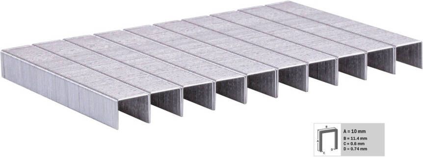 VONROC Nieten 1000 stuks 10mm Universeel Voor ET502AC & ET503DC tackers