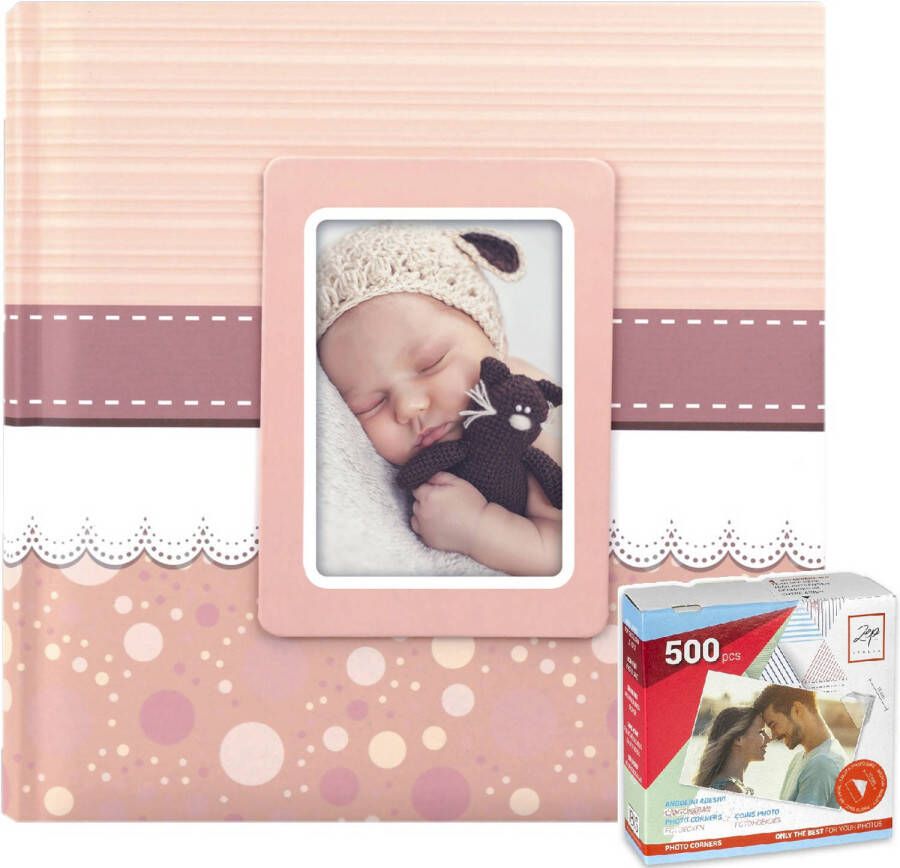 ZEP Fotoboek fotoalbum Cinzia baby meisje met 30 paginas roze 31 x 31 x 3 cm inclusief plakkers Fotoalbums