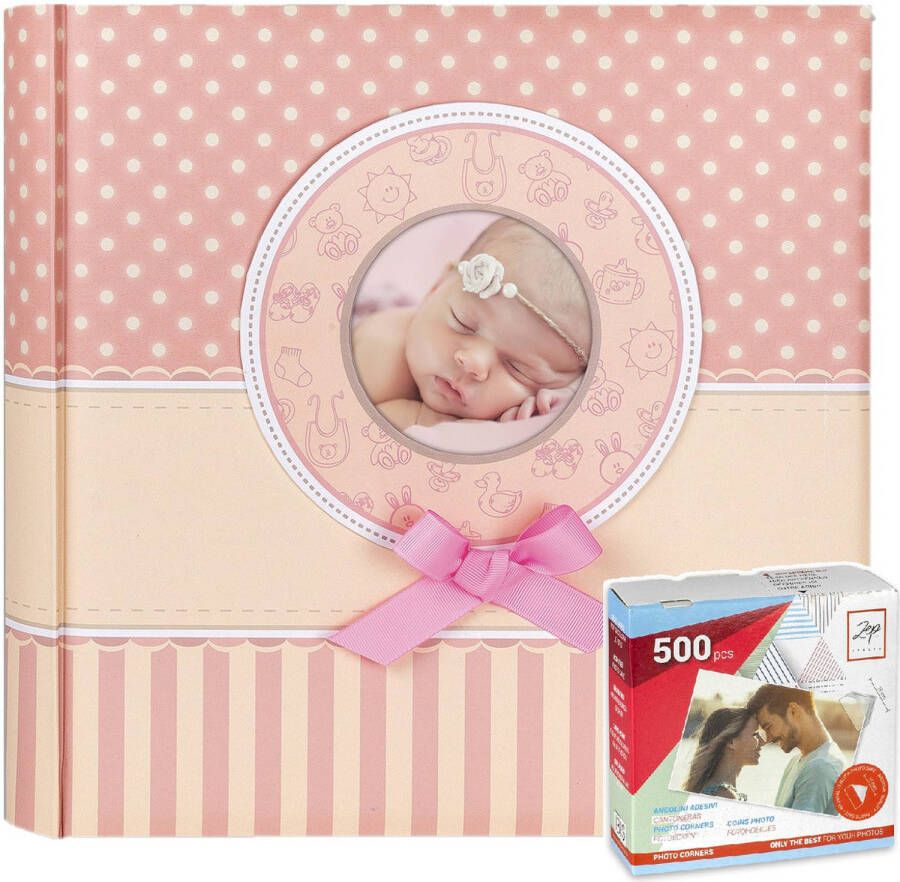 ZEP Fotoboek fotoalbum Matilda baby meisje met 30 paginas roze 31 x 31 x 3 5 cm inclusief plakkers Fotoalbums