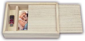 ZEP Fotobox hout voor foto&apos;s 10x15 cm met USB opbergvakje CX7546